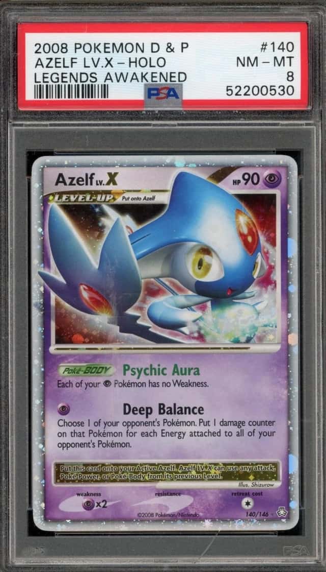 Pokemon Azelf LV.X Holo Legends Awakened 140/146 DAMAGED SLAB PSA 8