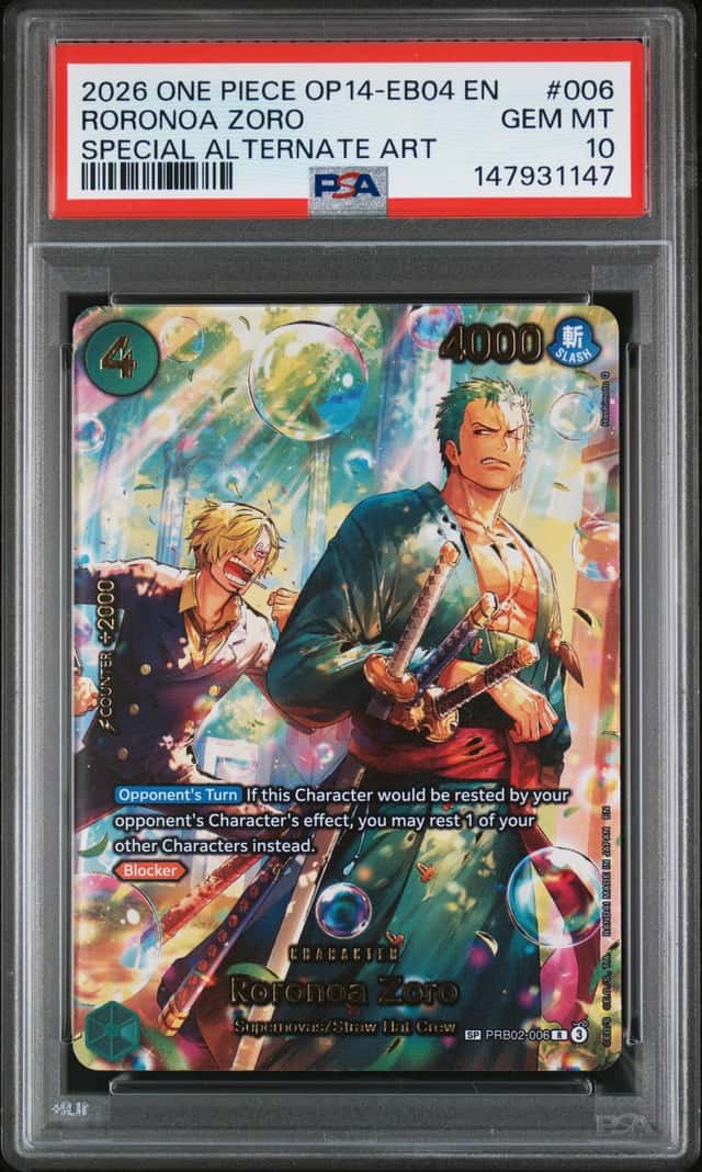 One Piece Roronoa Zoro Op14-Eb04-006 Special Alternate Art PSA 10 Gem Mint