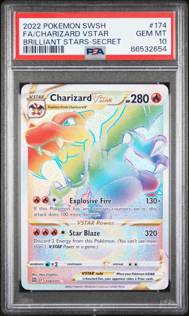 Pokémon Brilliant Stars Charizard VSTAR 174/172 Secret Rainbow Rare PSA 10