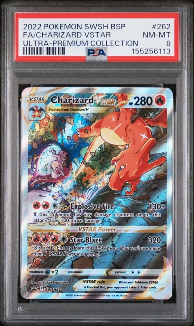 2022 POKEMON SWSH BLACK STAR PROMO #262 FULL ART/CHARIZARD VSTAR PSA 8