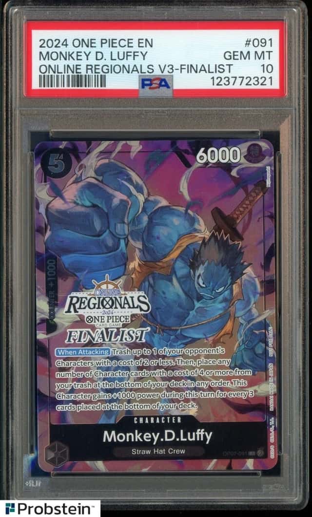 2024 One Piece EN Online Regionals V3 Finalist #091 Monkey D. Luffy PSA 10