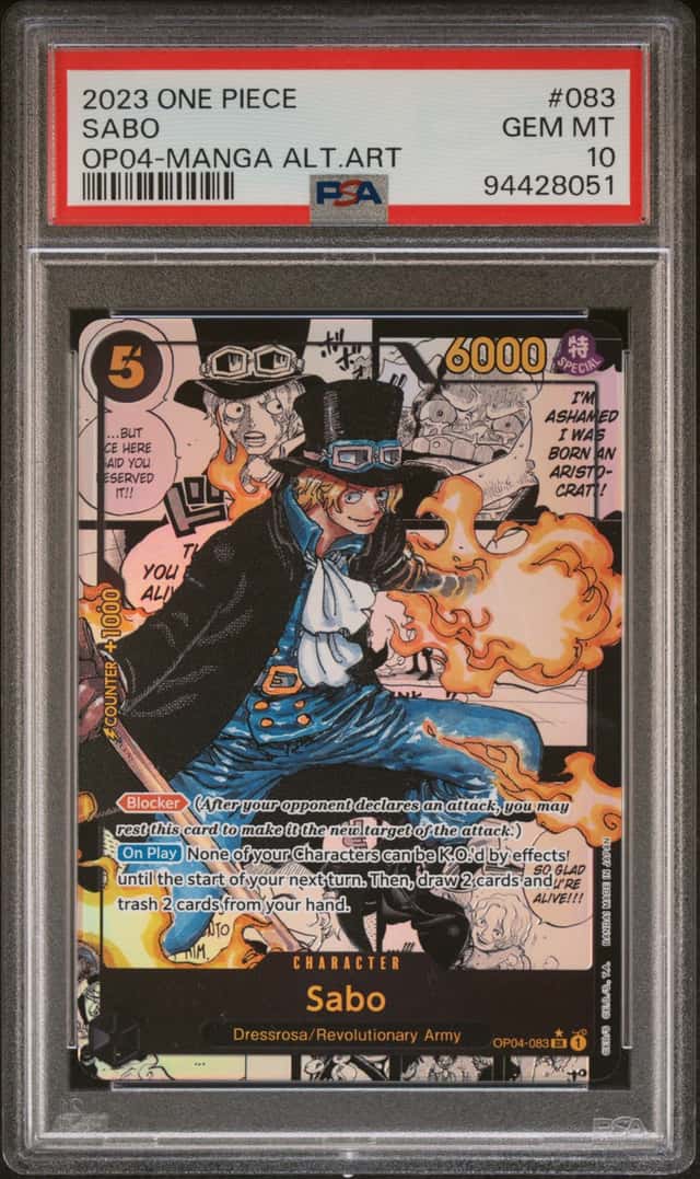 2023 One Piece OP04 EN Manga Alternate Art #083 Sabo PSA 10 GEM MINT