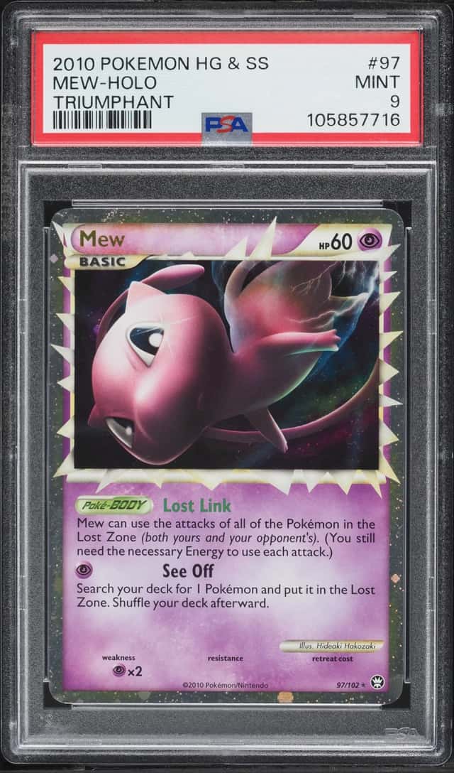2010 Pokemon HeartGold & SoulSilver Triumphant Holo Mew #97 PSA 9 MINT