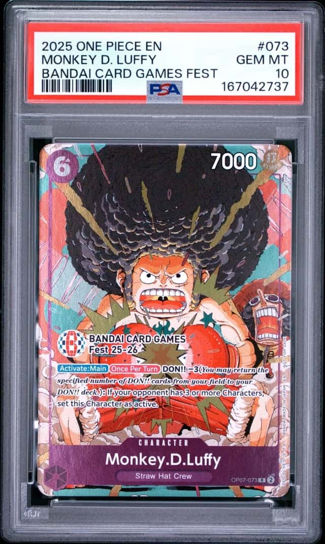 2025 ONE PIECE PROMOS BANDAI CARD GAMES FEST #073 MONKEY D. LUFFY PSA 10