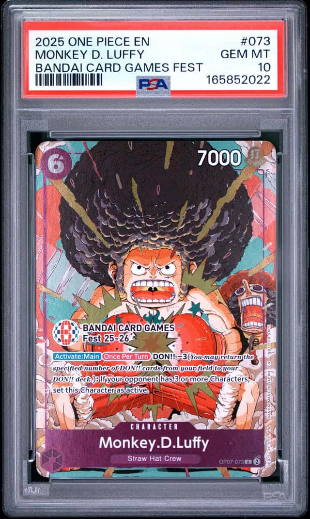 2025 ONE PIECE PROMOS BANDAI CARD GAMES FEST #073 MONKEY D. LUFFY PSA 10