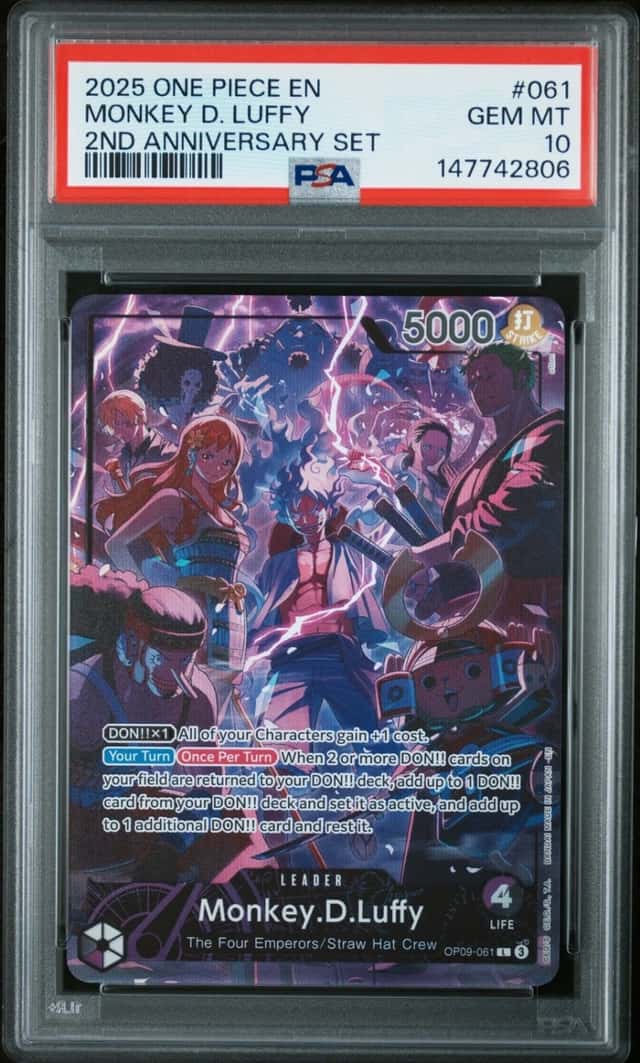 One Piece Monkey D. Luffy English 2nd Anniversary OP09-061 PSA 10 Gem Mint