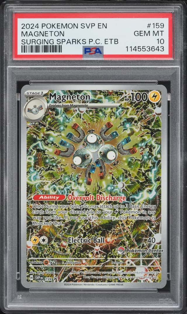 2024 Pokemon Scarlet & Violet Promo Surging Sparks Center ETB Full Art Magneton #159 PSA 10 GEM