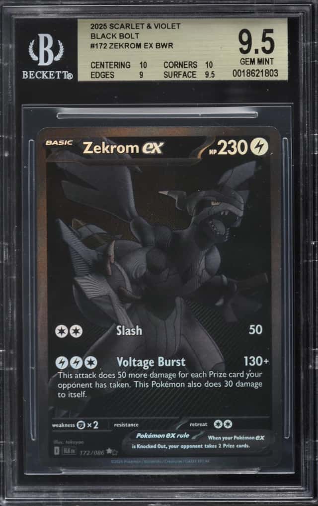 2025 Pokemon Scarlet & Violet Black Bolt BWR Zekrom Ex #172 BGS 9.5 GEM MINT