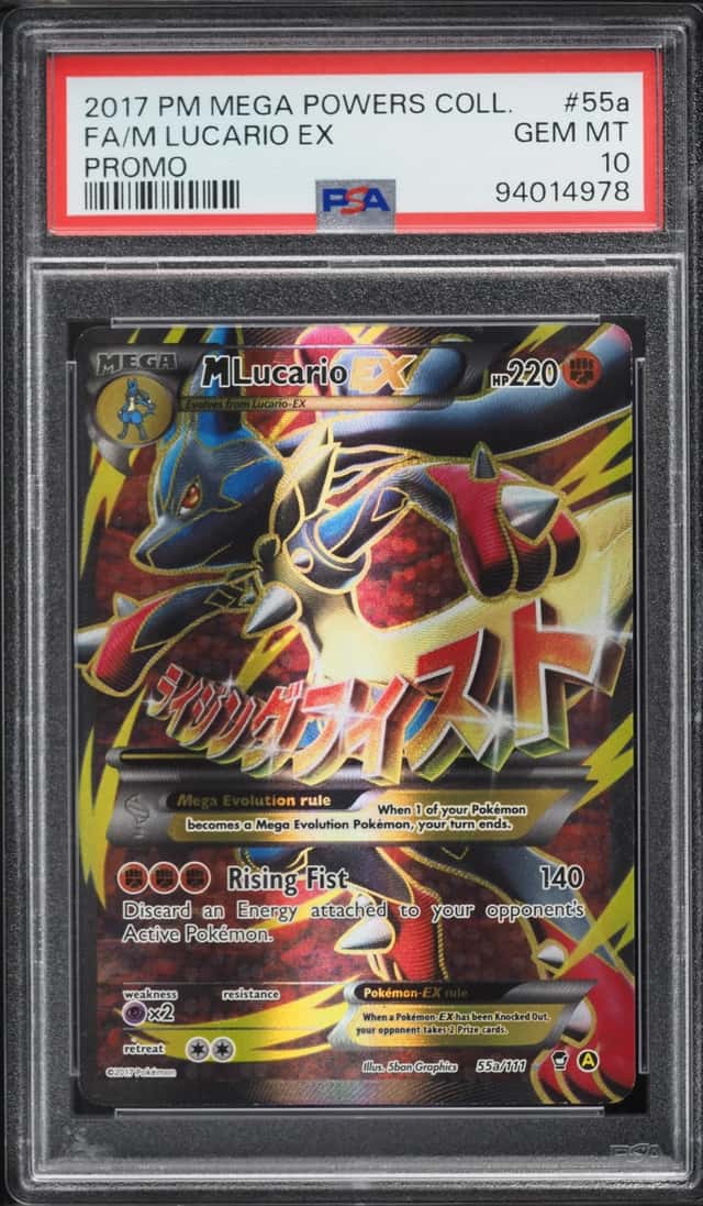 2017 Pokemon XY Promo Furious Fists Mega Powers Collection Full Art M Lucario EX #55a PSA 10