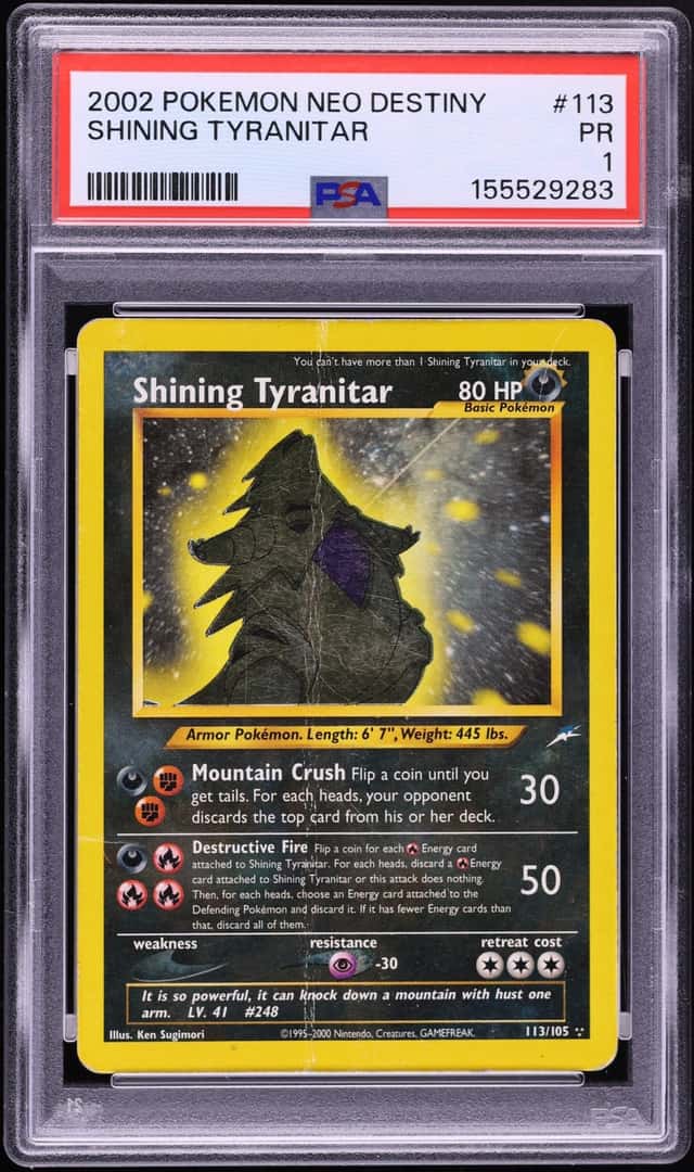 2002 Pokemon Neo Destiny Shining Tyranitar #113 PSA 1 PR