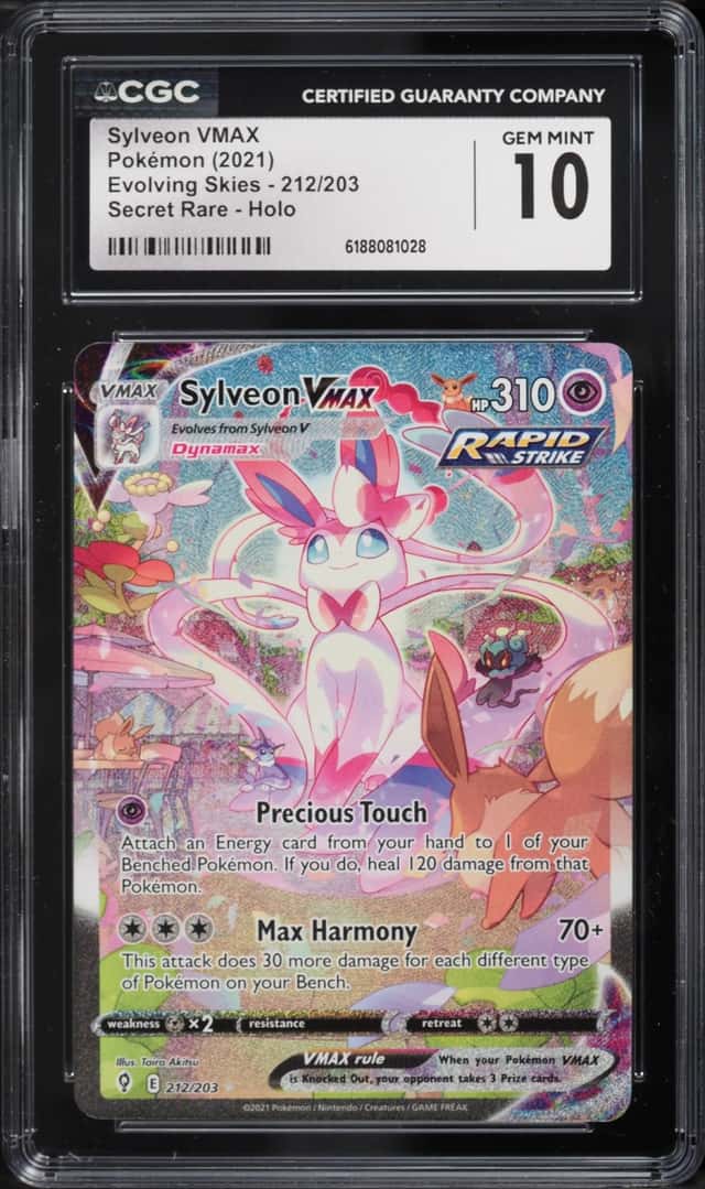 2021 Pokemon Sword & Shield Evolving Skies Full Art Sylveon VMAX #212 CGC 10 GEM MINT