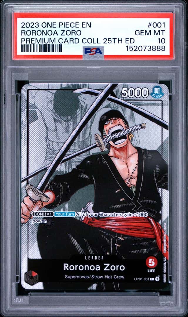 2023 One Piece EN OP01-001 Roronoa Zoro Premium Card Collection 25th Ed PSA 10