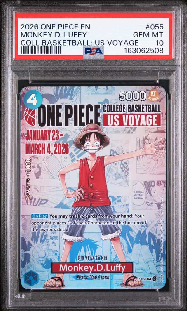 2026 ONE PIECE COLLEGE BASKETBALL: US VOYAGE #055 MONKEY D. LUFFY PSA 10