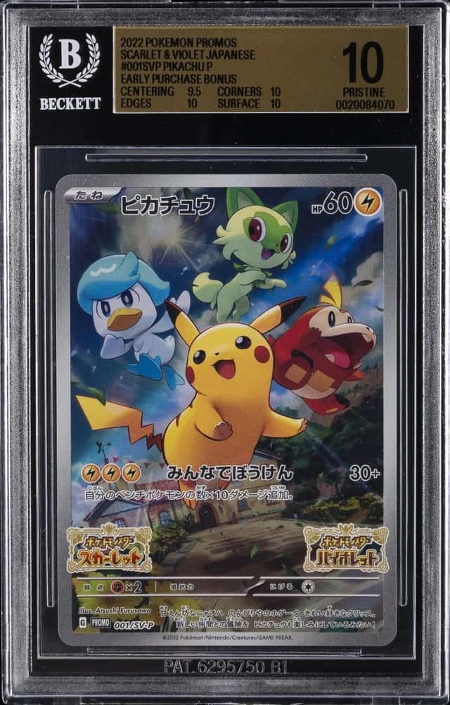 2022 POKEMON PROMOS SCARLET & VIOLET JAPANESE #001SVP PIKACHU P BGS 10