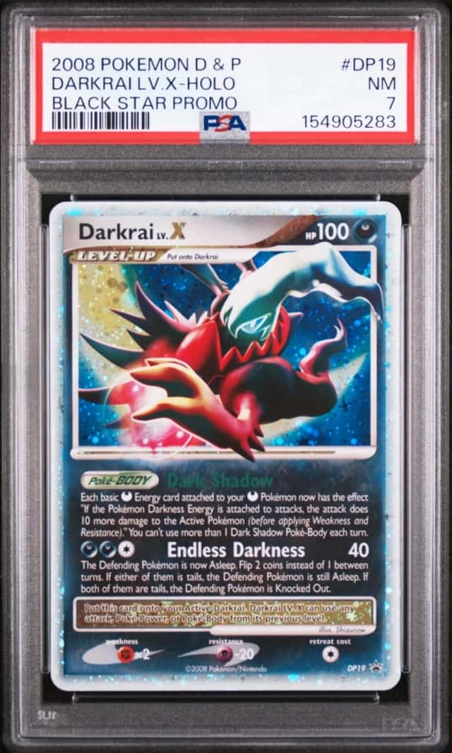 2008 POKEMON DIAMOND & PEARL BLACK STAR PROMO #DP19 DARKRAI LV.X-HOLO PSA 7