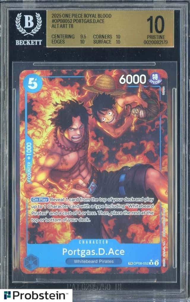 2025 One Piece Royal Blood OP08-052 Portgas.D.Ace Alt Art BGS 10 PRISTINE