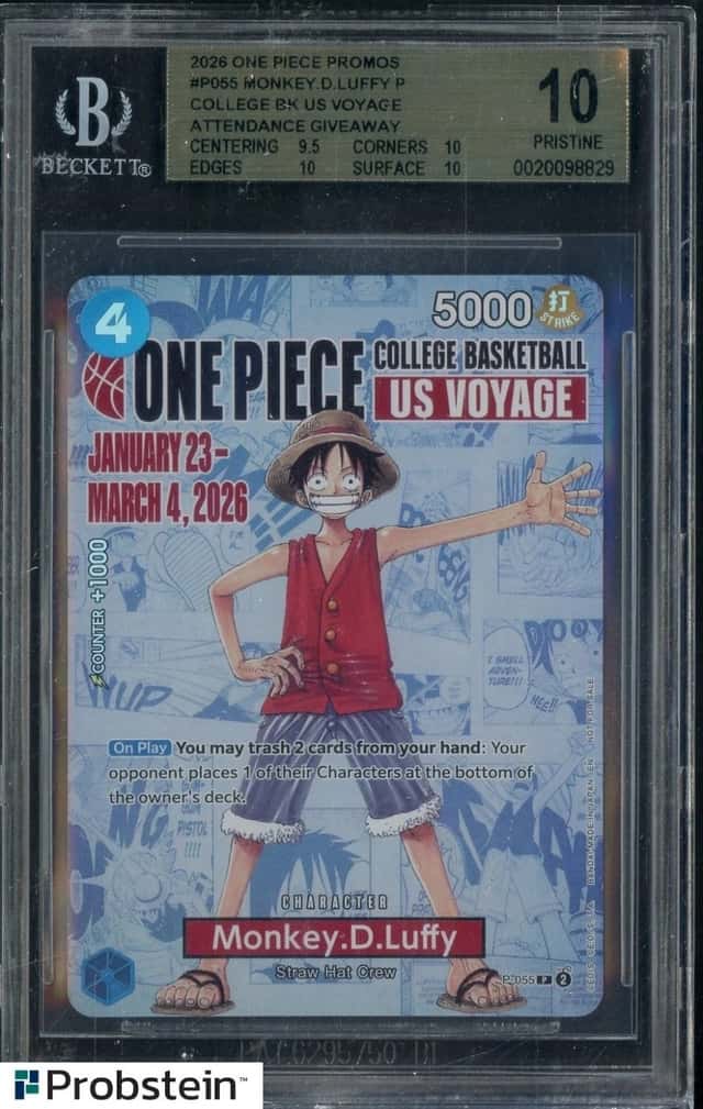 2026 One Piece EN College Basketball US Voyage Monkey D Luffy BGS 10 PRISTINE