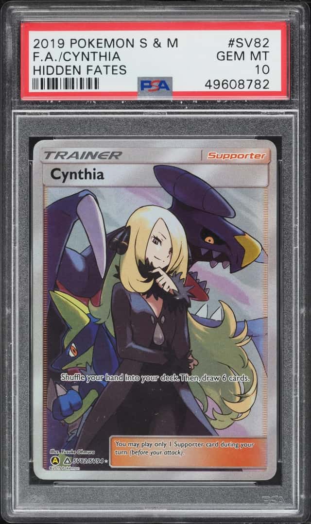 2019 Pokemon Sun & Moon Hidden Fates Full Art Cynthia #SV82 PSA 10 GEM MINT
