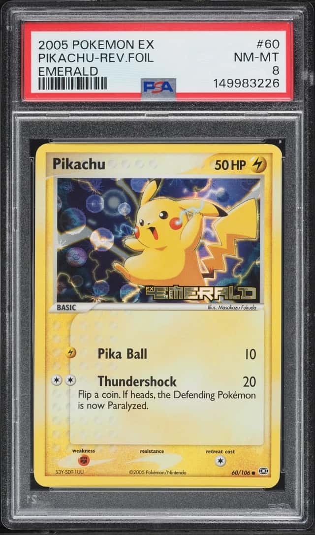 2005 Pokemon EX Emerald Reverse Holo Pikachu #60 PSA 8 NM-MT