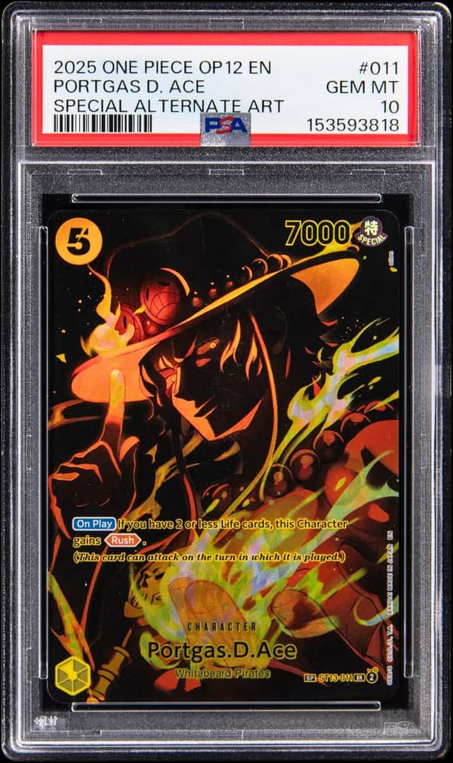 2025 One Piece OP-12 Legacy of the Master Special Alternate Art #011 Portgas D. Ace - PSA GEM MT 10