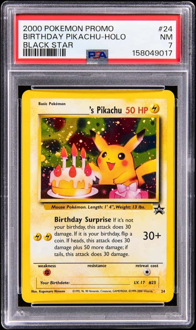 2000 Pokemon Promo Black Star Holo #24 Birthday Pikachu - PSA NM 7