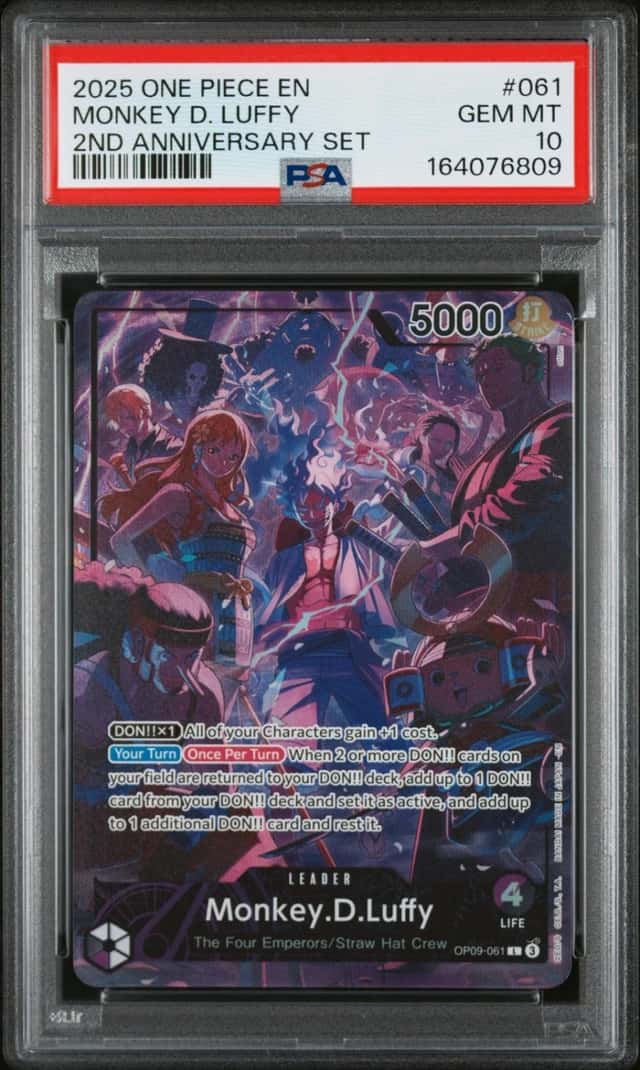 2025 ONE PIECE ENGLISH VERSION 2ND ANNIVERSARY SET #061 MONKEY D. LUFFY PSA 10