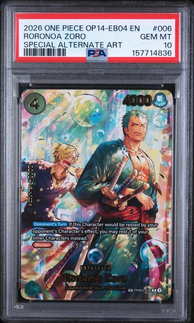 2026 ONE PIECE OP14-EB04-THE AZURE SEA'S SEVEN #006 RORONOA ZORO PSA 10