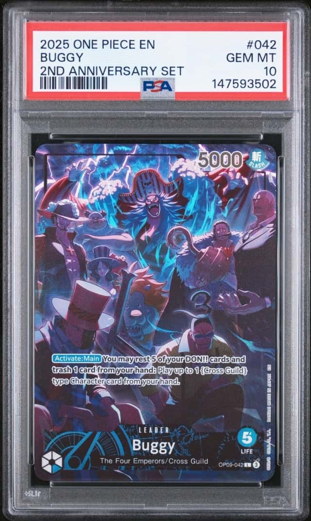 2025 ONE PIECE ENGLISH VERSION 2ND ANNIVERSARY SET #042 BUGGY PSA 10