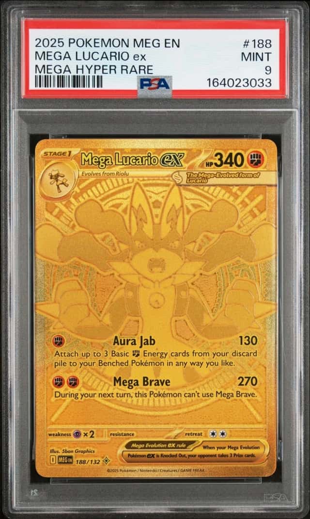2025 POKEMON MEG EN-MEGA EVOLUTION MEGA HYPER RARE #188 MEGA LUCARIO EX PSA 9
