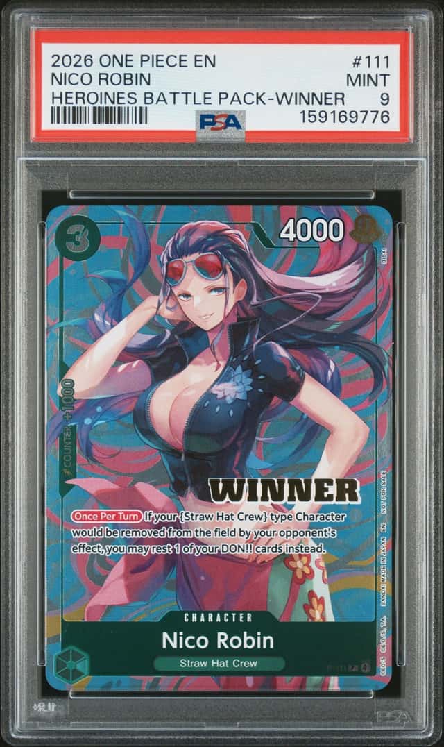 NICO ROBIN 2026 ONE PIECE HEROINES BATTLE PACK WINNER P-111 P PROMO PSA 9 Q6095