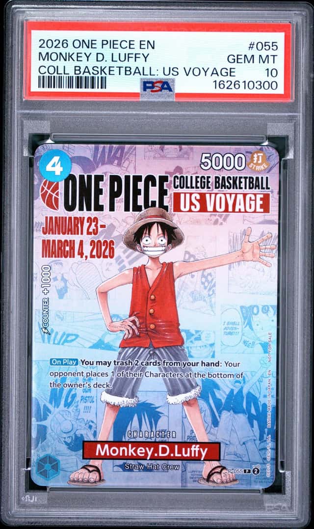 One Piece Monkey D. Luffy Promo P-055 College Basketball Us Voyage PSA 10