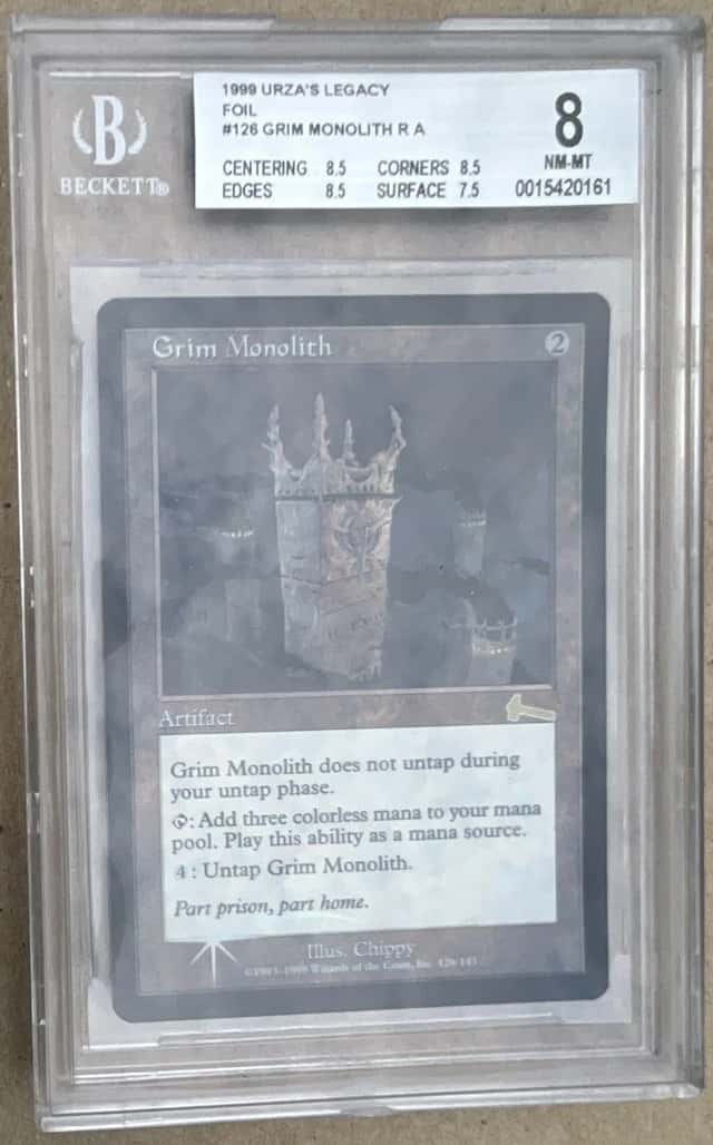 Grim Monolith MTG Urza's Legacy Rare Foil 1999 BGS 8 English #126