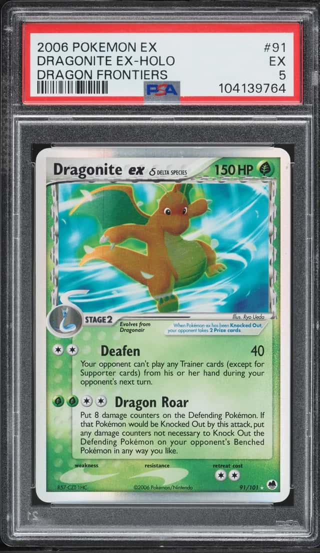 2006 Pokemon EX Dragon Frontiers Holo Dragonite EX #91 PSA 5 EX