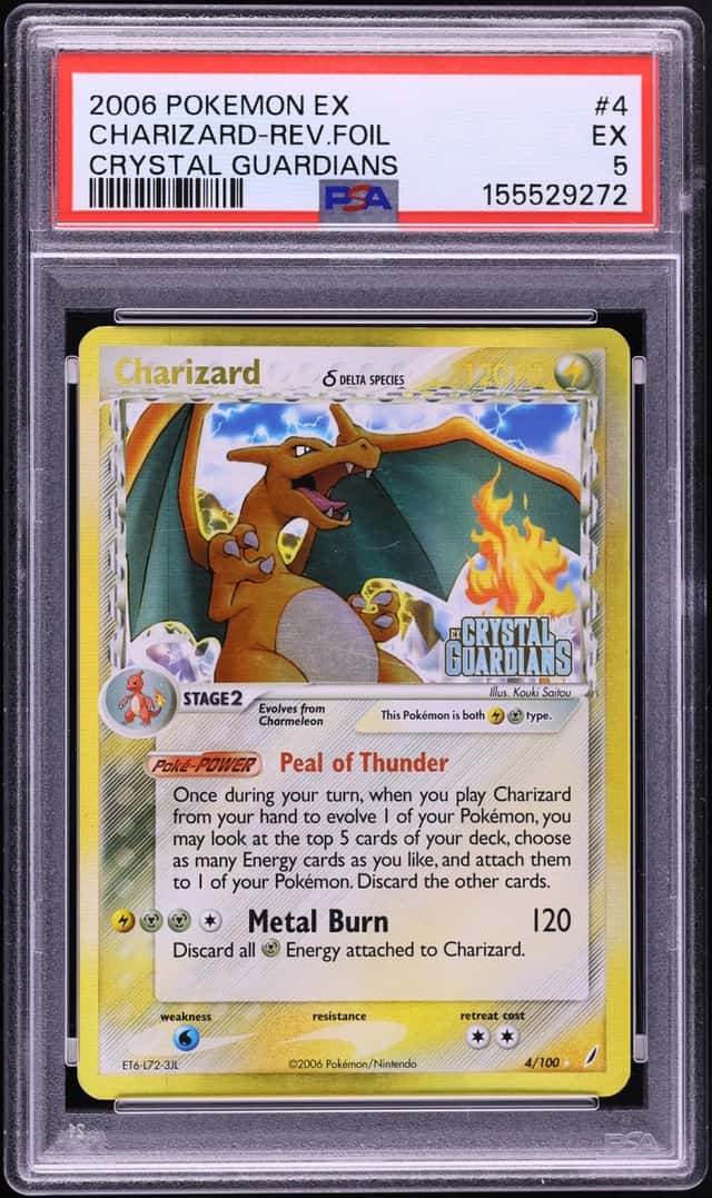 2006 Pokemon EX Crystal Guardians Reverse Holo Charizard #4 PSA 5 EX