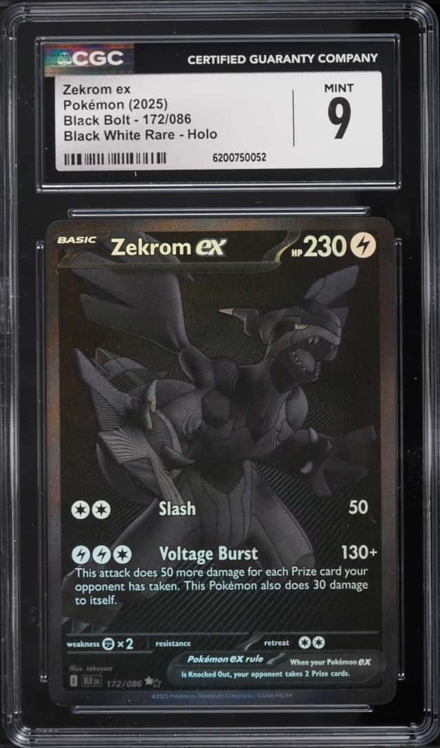 2025 Pokemon Scarlet & Violet Black Bolt BWR Zekrom Ex #172 CGC 9 MINT
