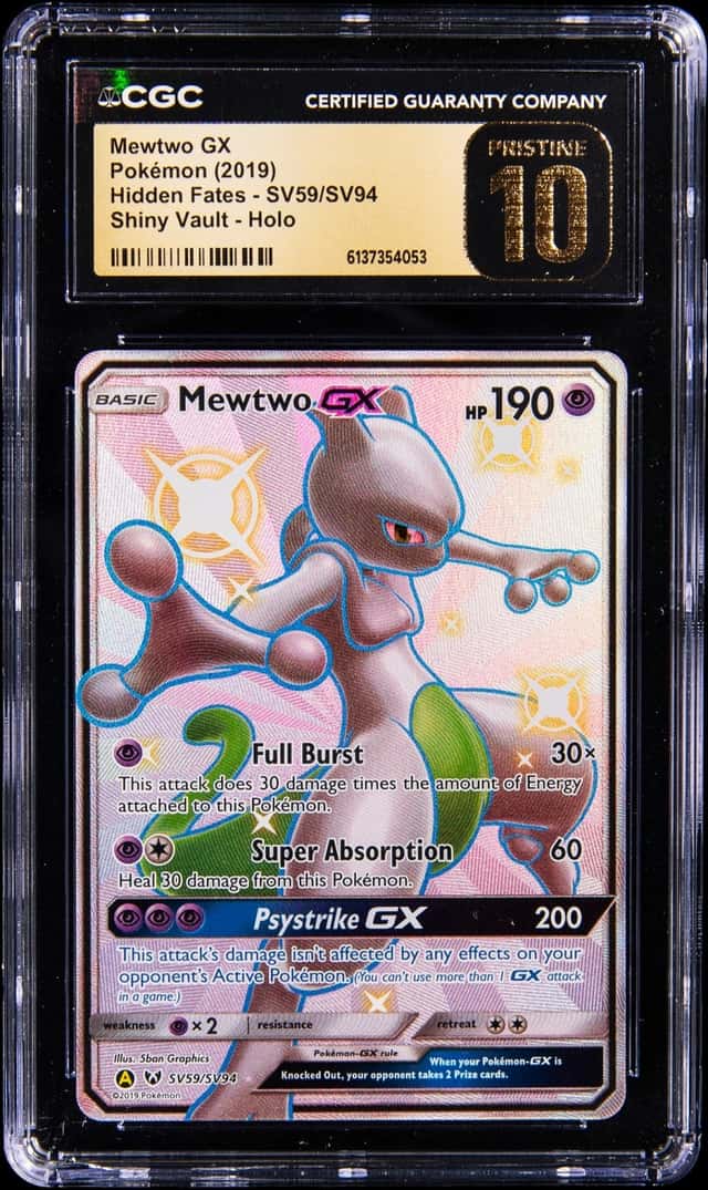 2019 Pokemon Sun & Moon Hidden Fates - Shiny Vault Holo #SV59 Mewtwo GX - CGC PRISTINE 10
