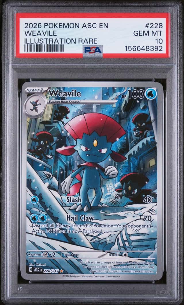 2026 Pokemon Ascended Heroes #228 Weavile Illustration Rare PSA 10 GEM MINT