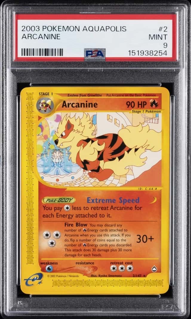 2003 POKEMON AQUAPOLIS #2 ARCANINE PSA 9