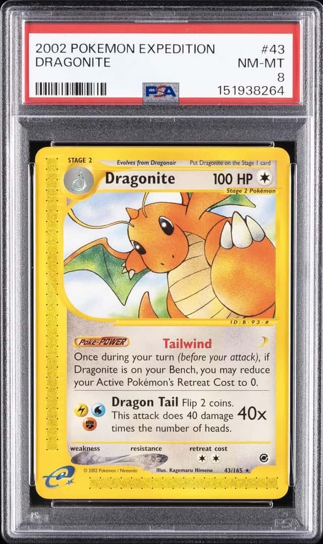 2002 POKEMON EXPEDITION #43 DRAGONITE PSA 8