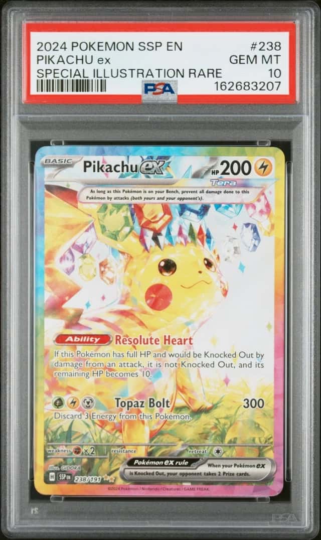 2024 POKEMON SURGING SPARKS SPECIAL ILLUSTRATION RARE #238 PIKACHU EX PSA 10