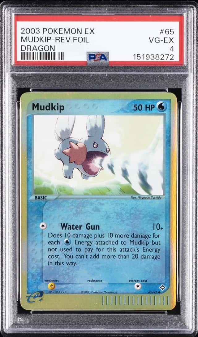 2003 POKEMON EX DRAGON #65 MUDKIP-REVERSE FOIL PSA 4