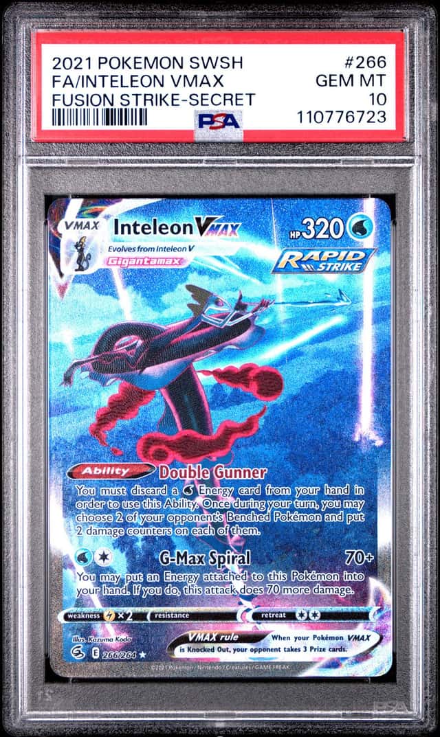 2021 POKEMON SWORD & SHIELD FUSION STRIKE SECRET FULL ART/INTELEON VMAX PSA 10