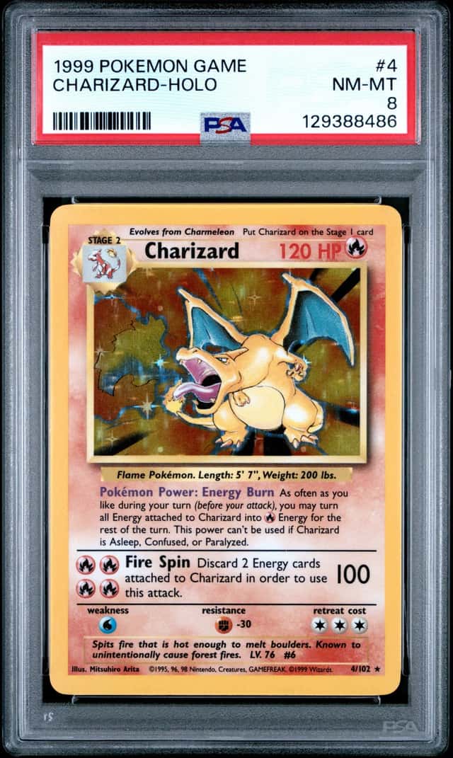 1999 Pokemon Game #4 Charizard Holo PSA 8 NM-MT