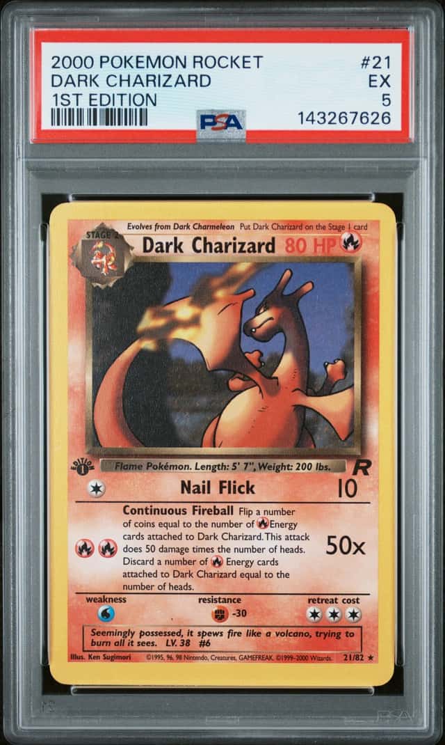 Pokémon TCG Team Rocket Dark Charizard 1st Ed 21/82 PSA 5 English 2000