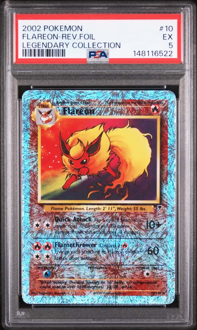 148116522 Flareon 2002 Pokemon Legendary #10 Reverse Holo PSA 5