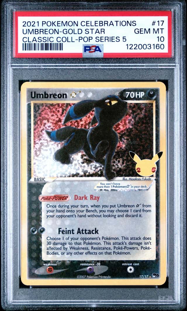 2021 Pokemon Celebrations Classic Collection #17 Umbreon Gold Star PSA 10 GEM MT
