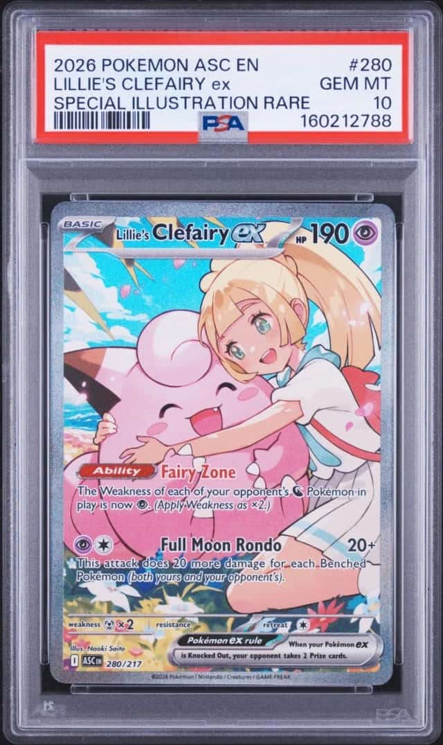 Pokemon Ascended Heroes Lillies Clefairy EX Special Illustration Rare 280 PSA 10