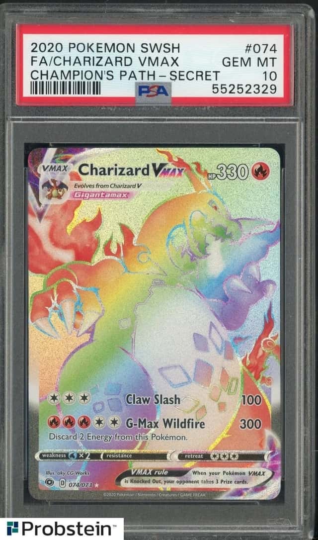 2020 Pokemon SWSH Champion's Patch Secret #074 FA Charizard VMAX PSA 10
