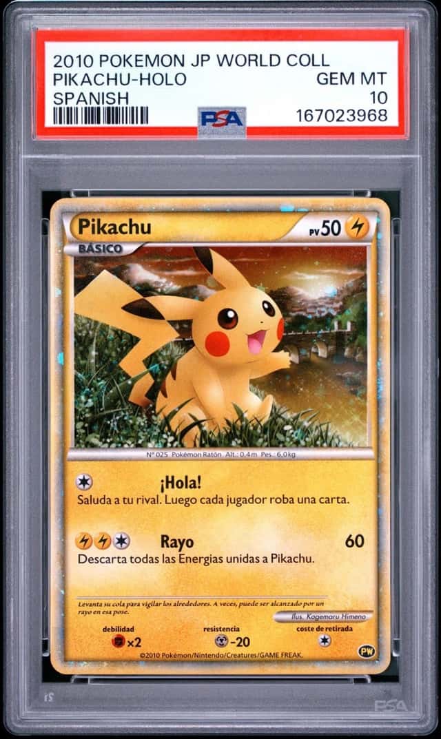 2010 POKEMON JAPANESE WORLD COLLECTION SPANISH PIKACHU-HOLO PSA 10