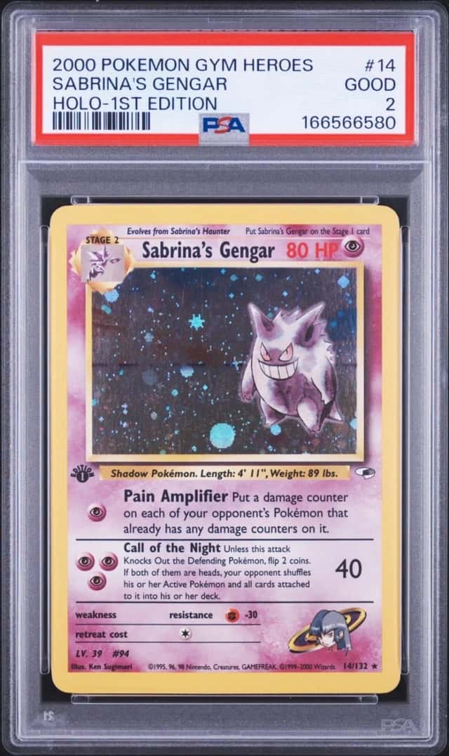 Pokemon Gym Heroes Holo 1st Edition Sabrina's Gengar #14 PSA 2 GOOD